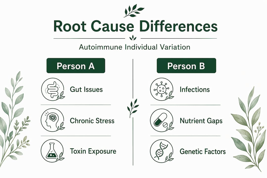 Infographic comparing autoimmune root causes