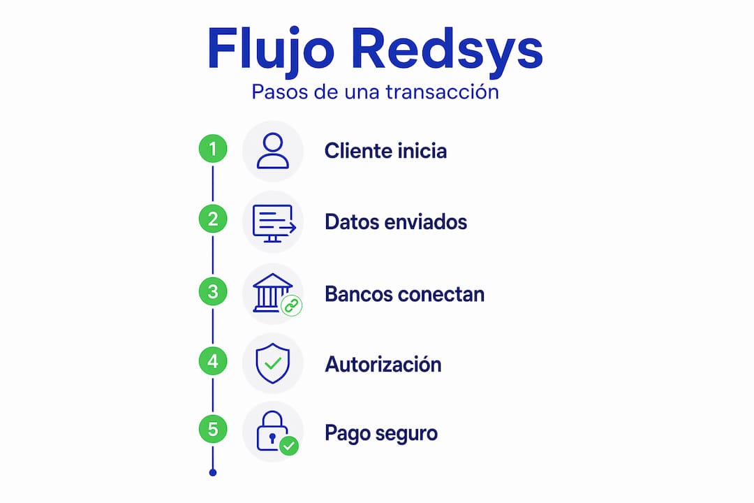 Infografía que explica paso a paso cómo funciona el proceso de pago con Redsys