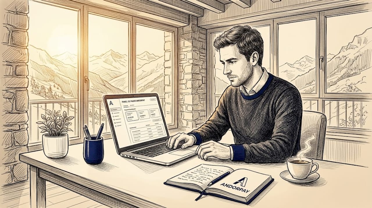 Empresario gestionando sus pagos digitales desde la comodidad de su despacho en casa