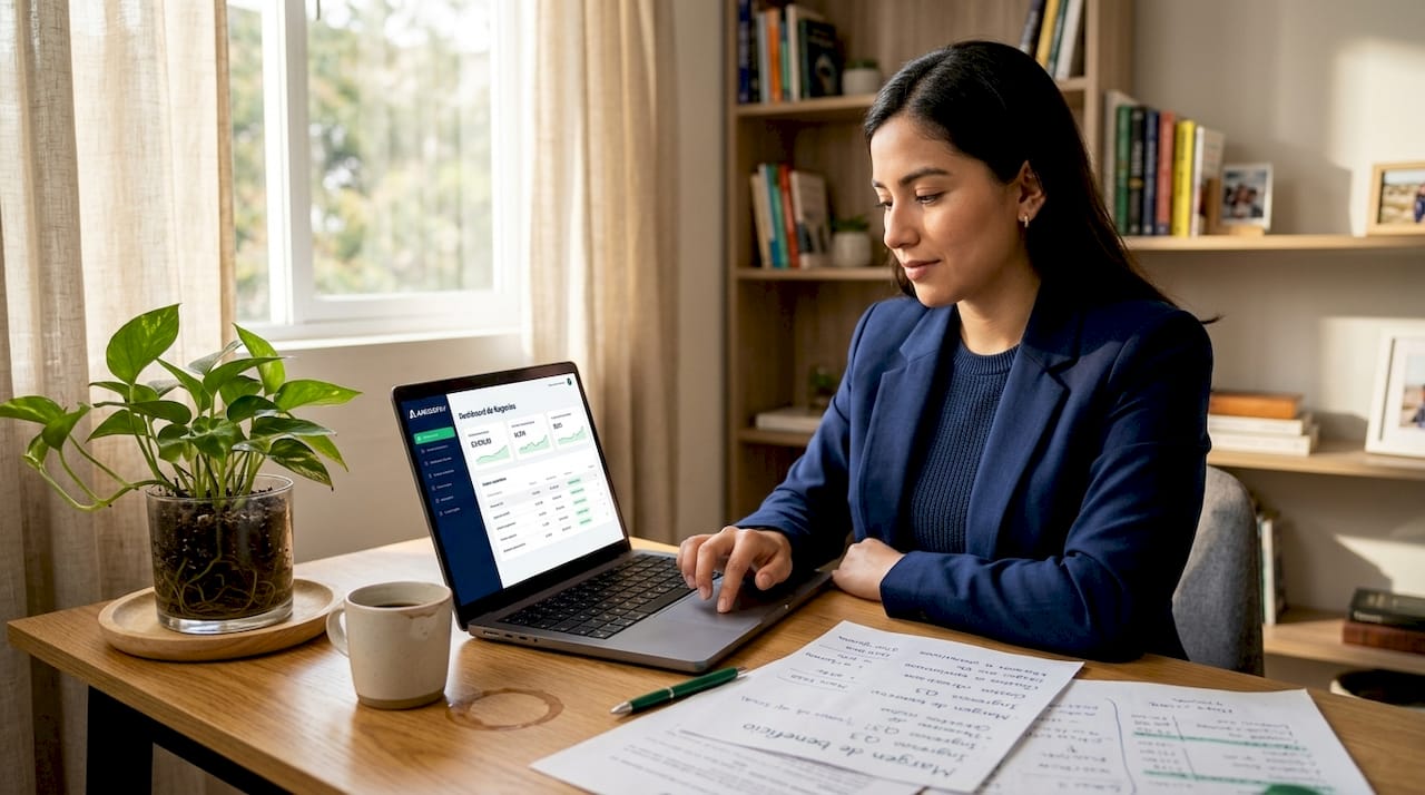 Soy una emprendedora digital que gestiona su propio negocio desde casa, aprovechando al máximo mi espacio de trabajo para crear y crecer profesionalmente.