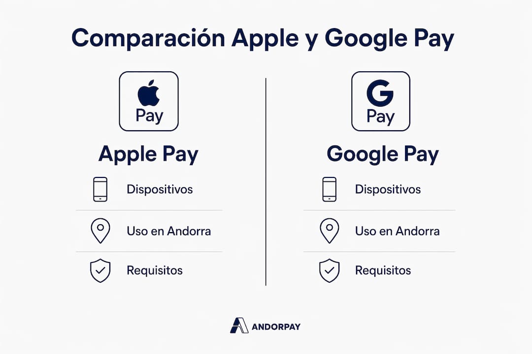 Comparativa visual entre Apple Pay y Google Pay para negocios