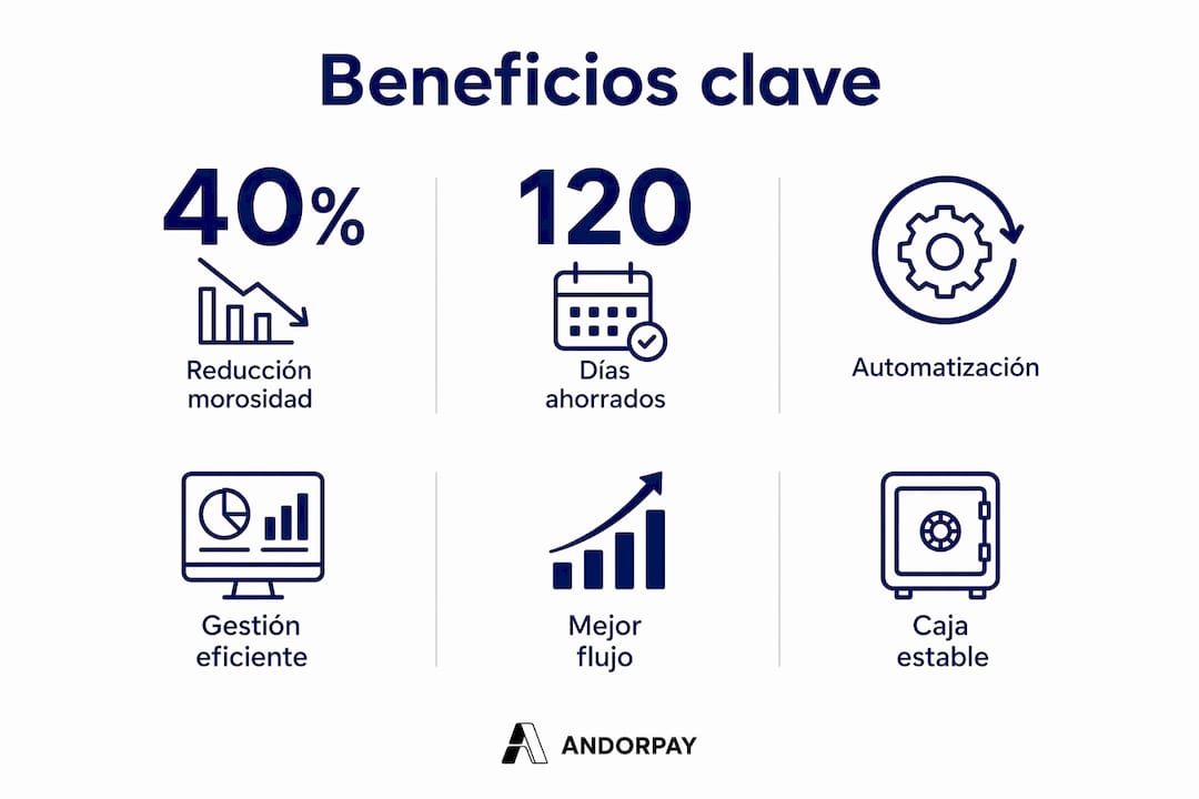 Infografía sobre las principales ventajas de implementar cobros periódicos en pequeñas y medianas empresas