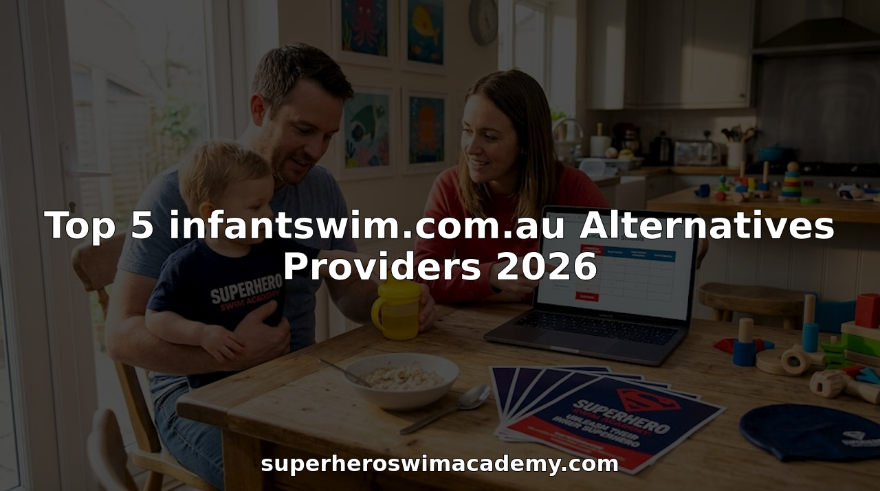 Parents compare swim lesson providers at kitchen table