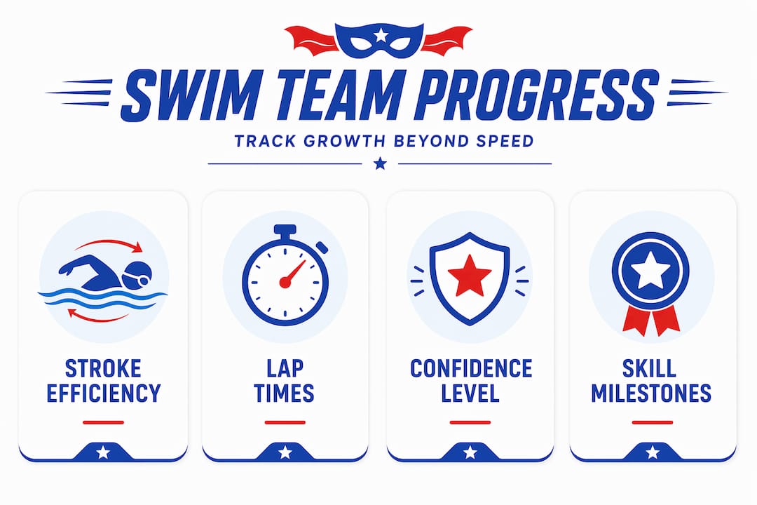 Swim team progress stats infographic