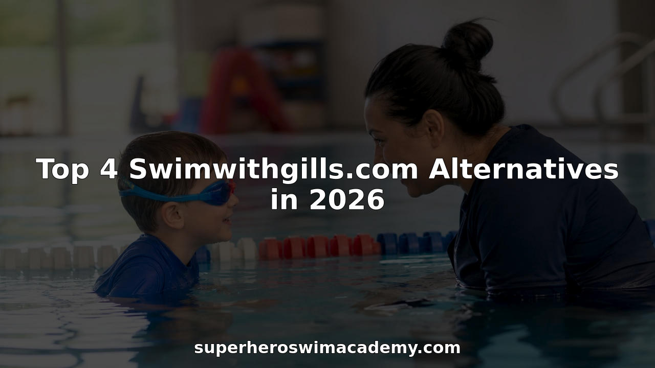 Swim instructor supporting toddler in indoor pool