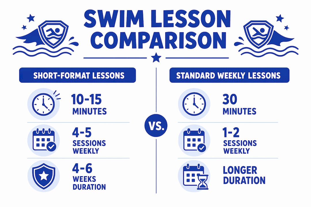 Infographic comparing short and traditional swim lessons