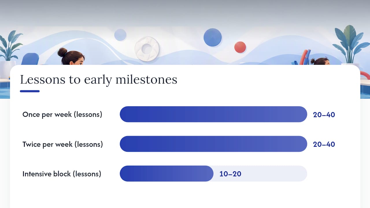 Diagram comparing swim lesson frequencies and timelines