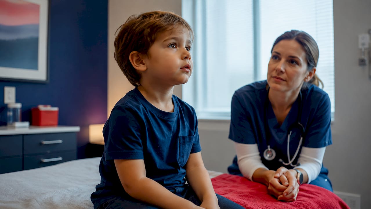 Caregiver observing child’s breathing