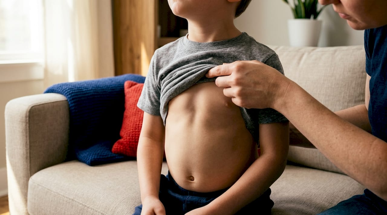Parent checking child’s breathing effort