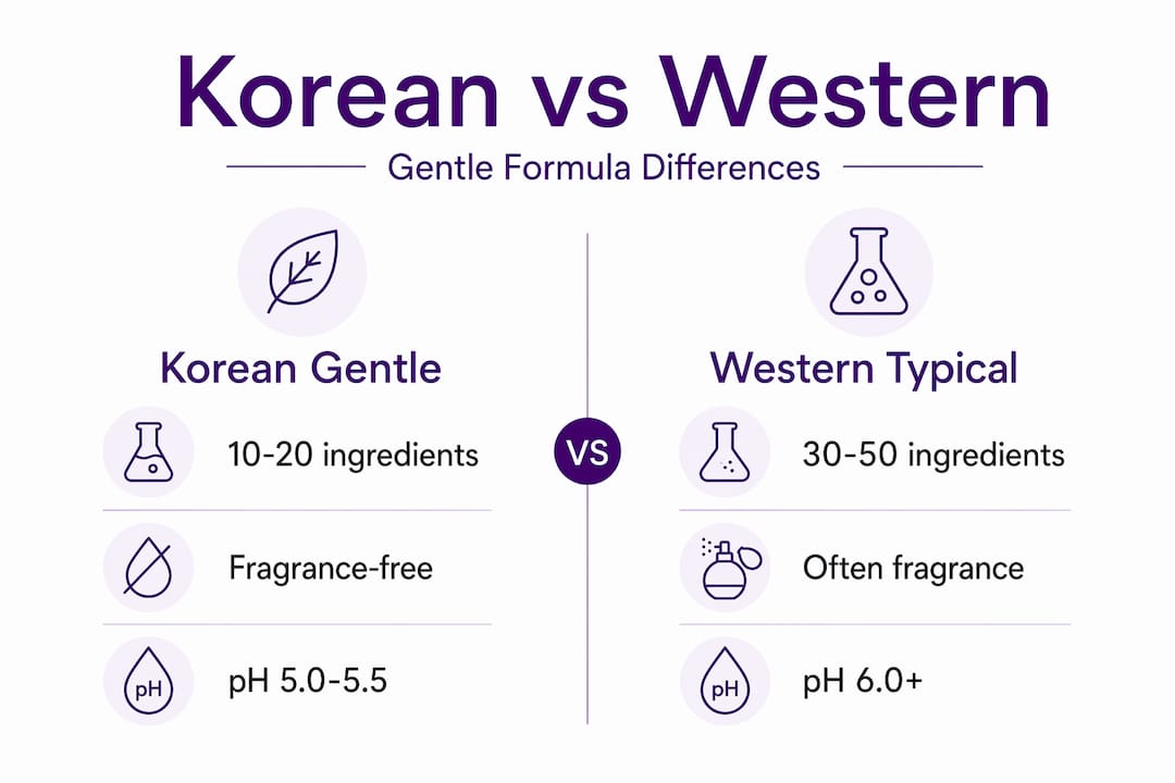 Infographic comparing Korean and Western skincare