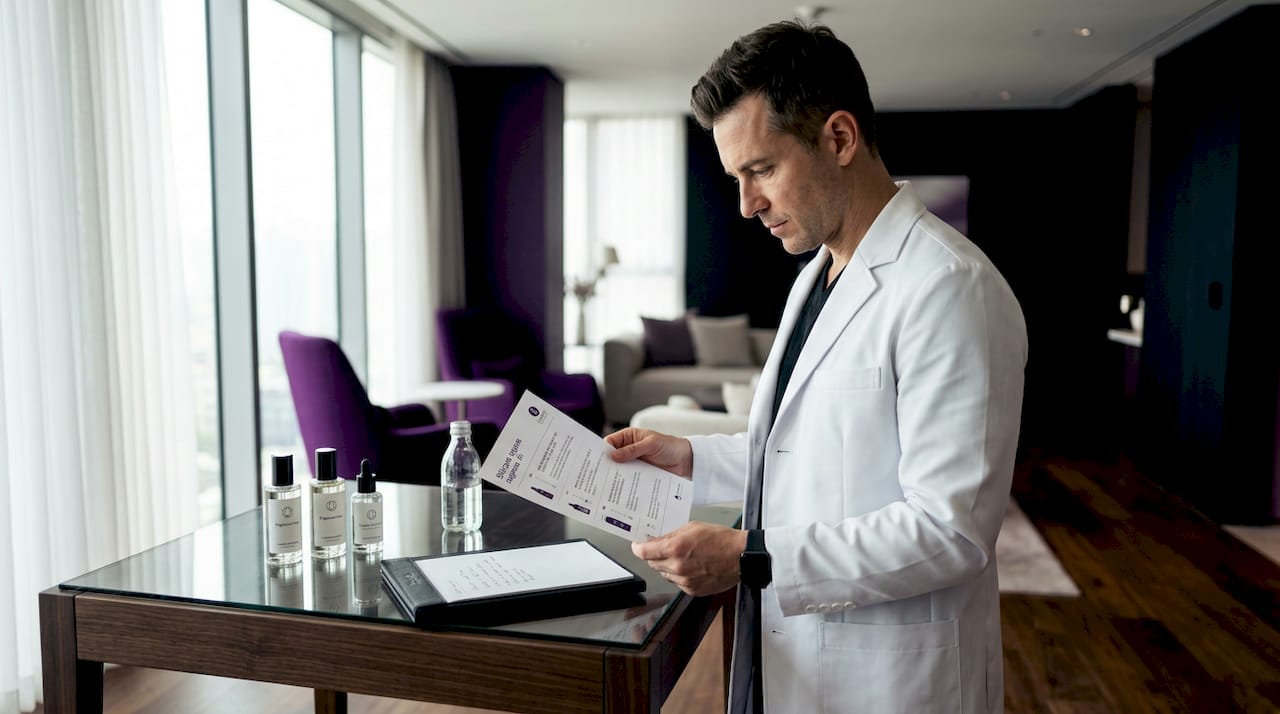 Dermatologist reviewing fragrance-free skincare
