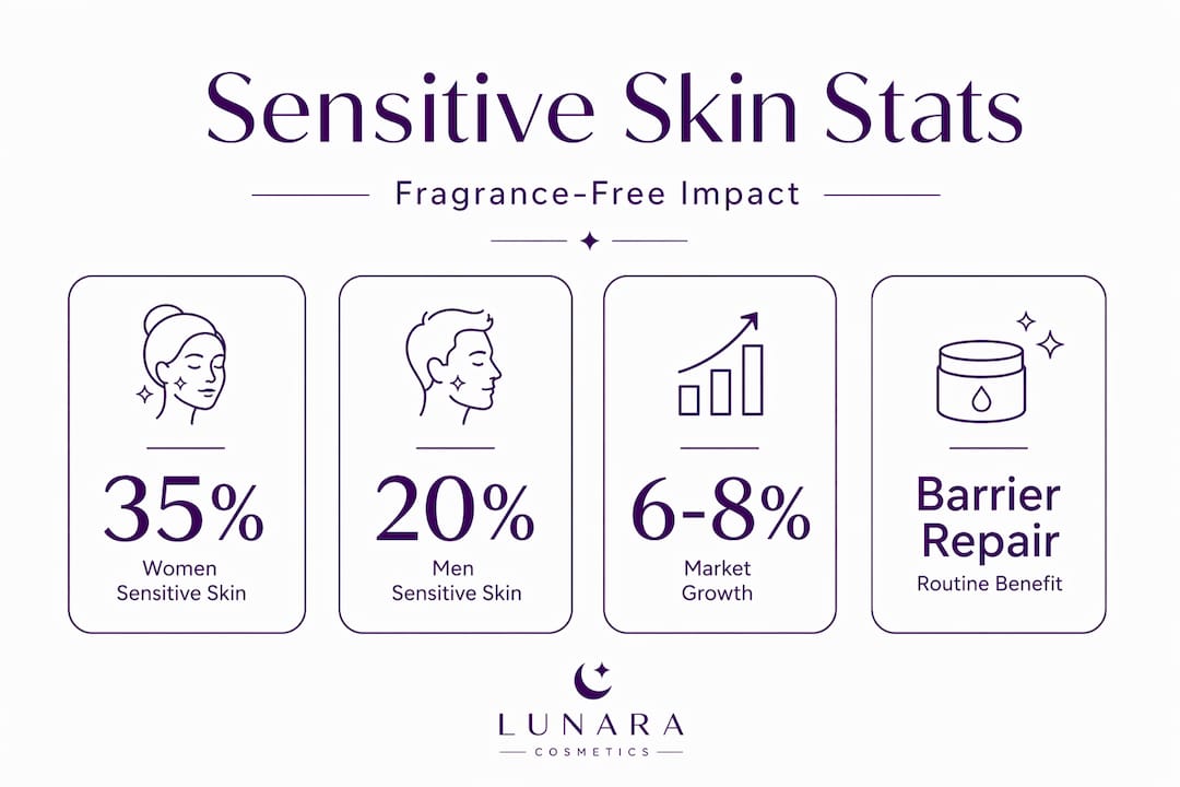 Infographic shows sensitive skin stats and fragrance-free impact