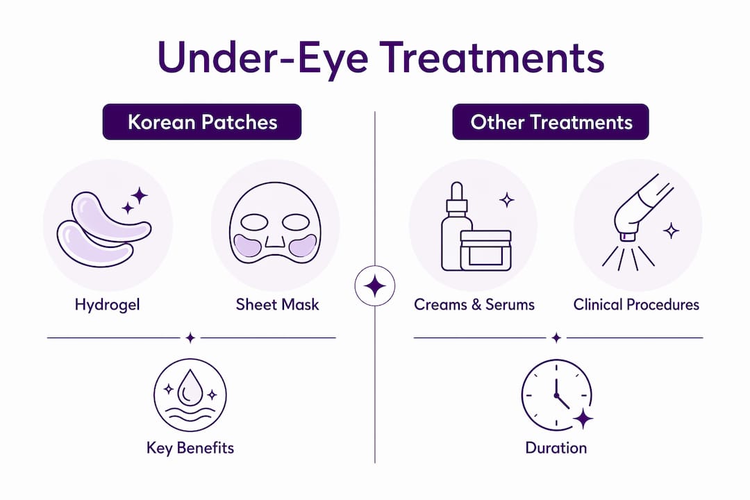 Infographic comparing Korean eye patches and other treatments