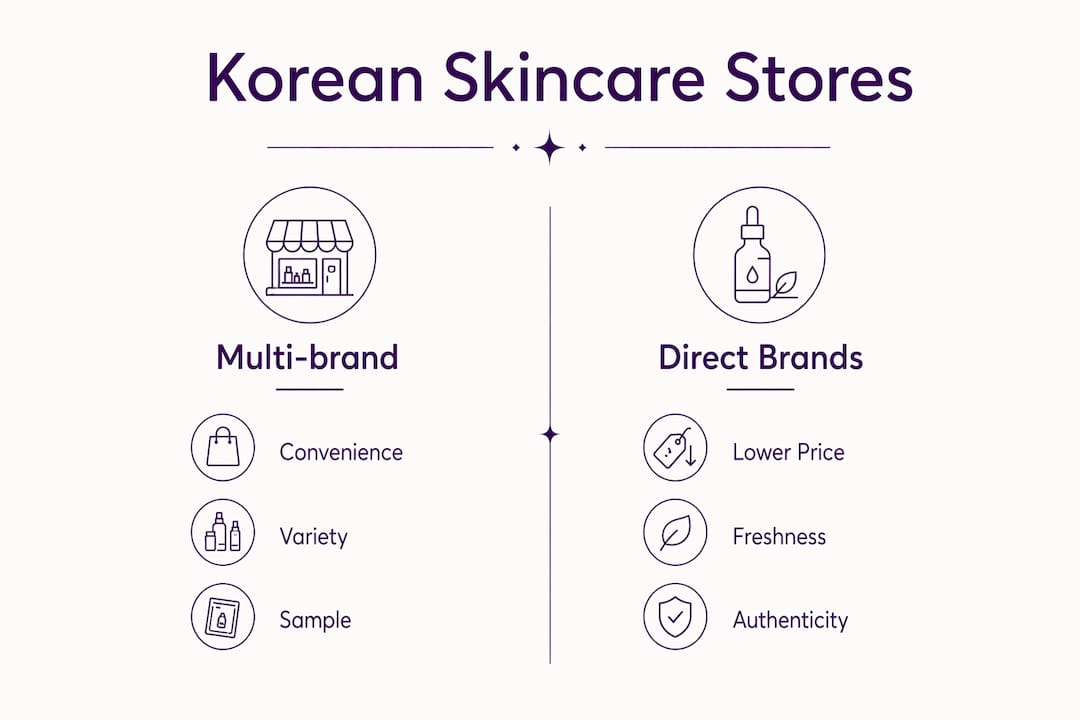 Infographic comparing Korean skincare store types