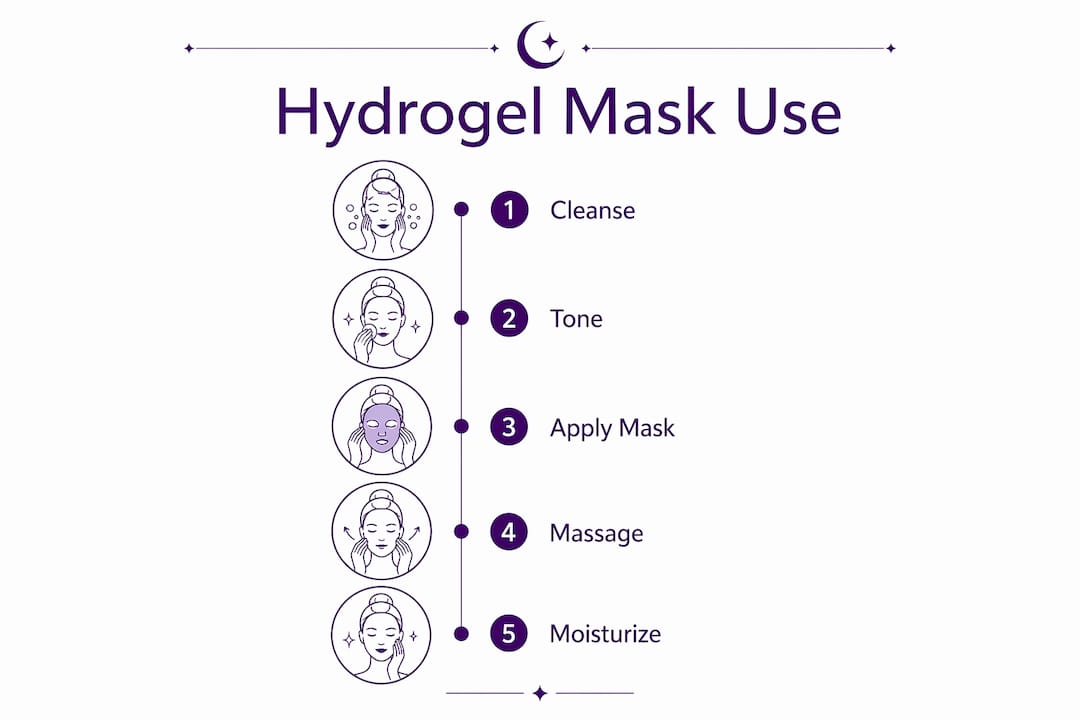 Infographic showing how to use Korean hydrogel masks