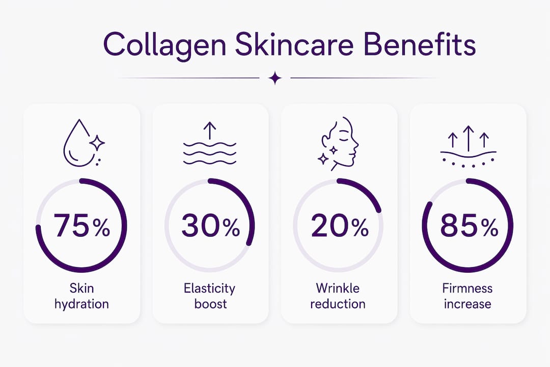 Infographic showing collagen skincare benefit statistics