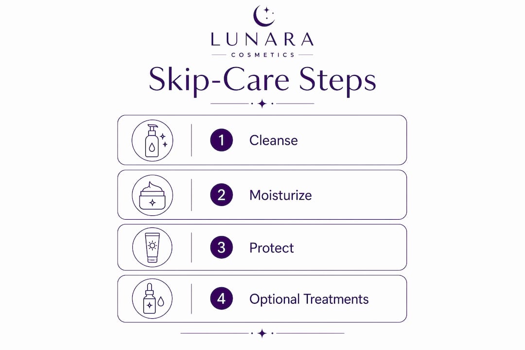 Infographic illustrating skip-care routine steps