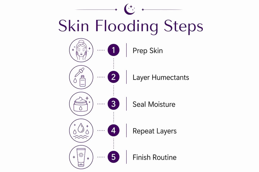 Infographic showing step-by-step skin flooding process