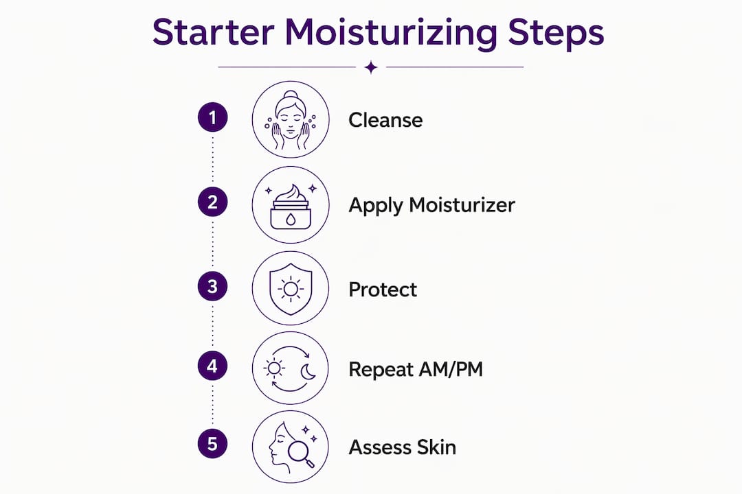 Infographic showing step-by-step moisturizing routine