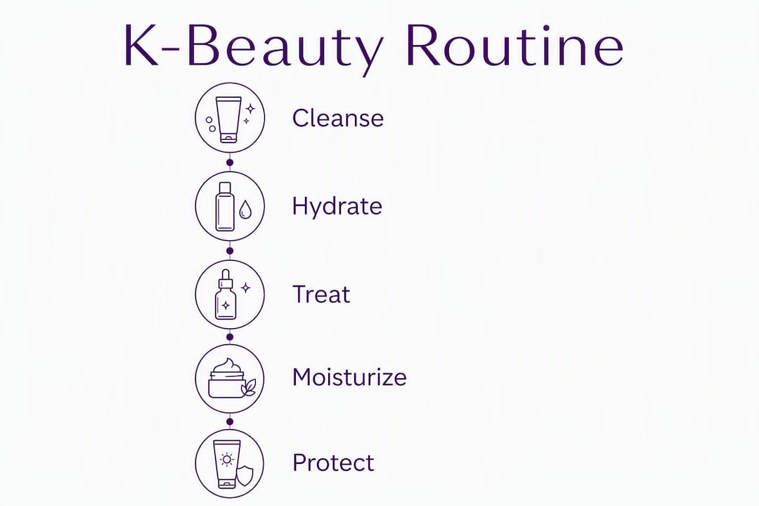 Infographic showing K-beauty skincare routine steps