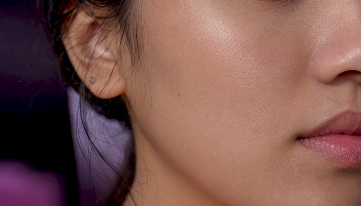 Close-up of soft matte plump skin texture