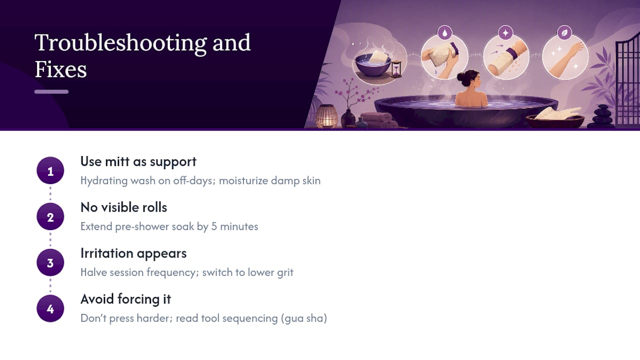 Exfoliating mitt troubleshooting decision flow