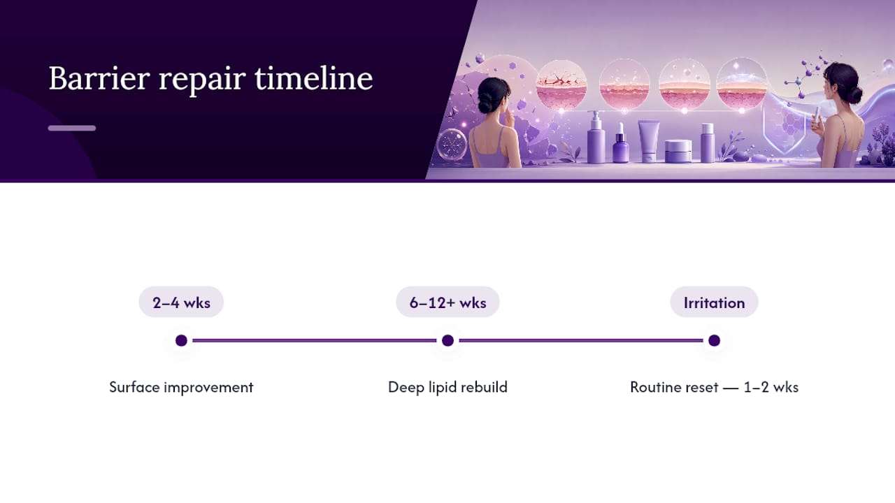 Timeline for skin barrier repair progress