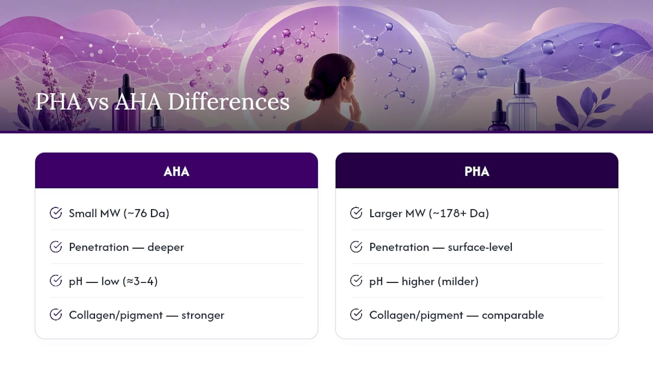 PHA and AHA skincare comparison