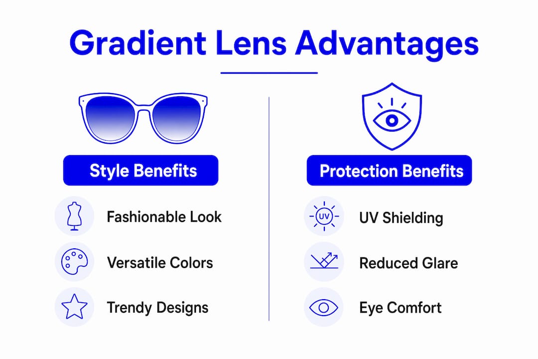 Infographic comparing style and protection benefits of fade lenses