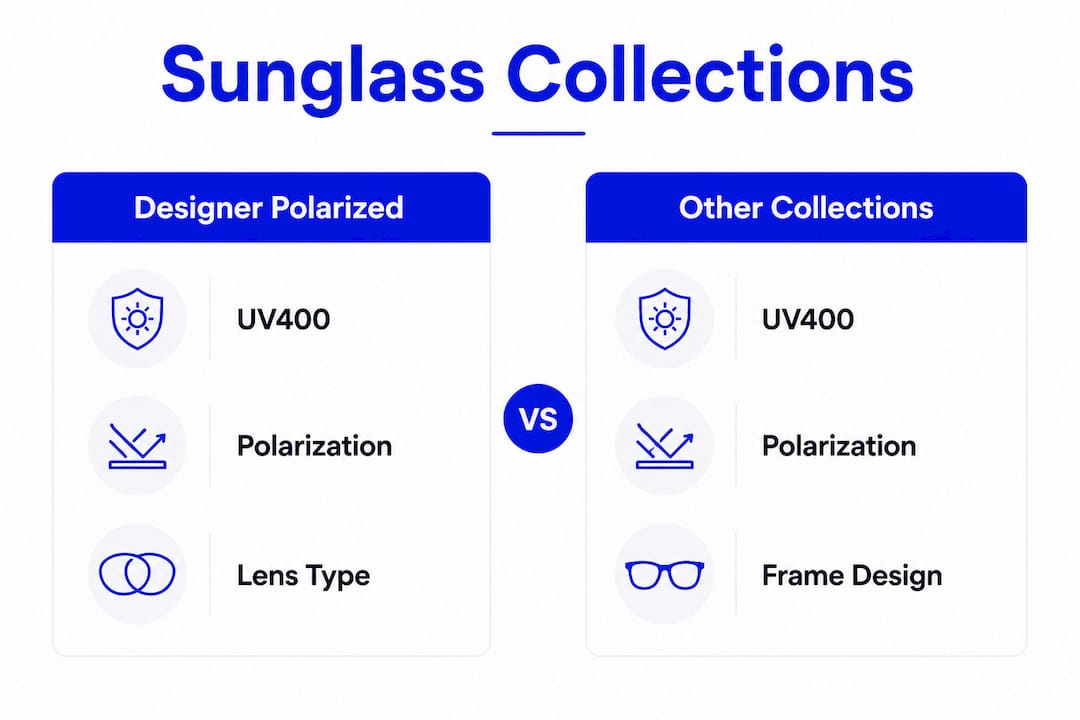 Infographic comparing sunglass UV protection features