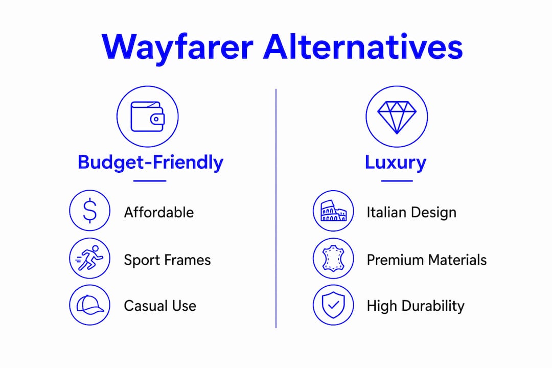 Infographic showing comparison of Wayfarer alternatives by budget and luxury