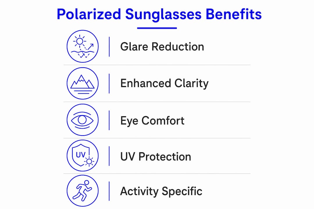 Infographic showing key benefits of polarized sunglasses