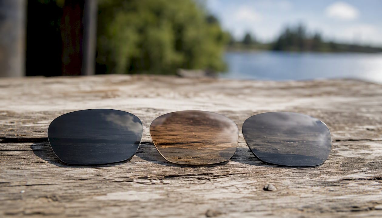 Different sunglass lens tint colors in sunlight