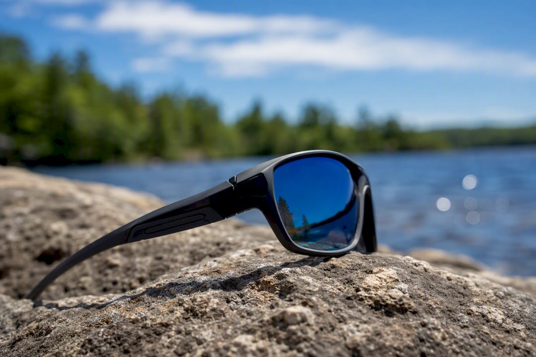 Sport polarized sunglasses with rubber grips outdoors