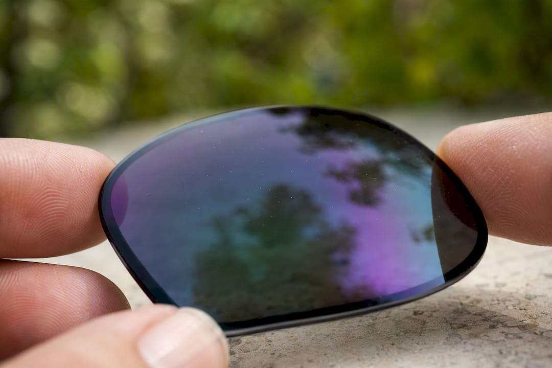 Close-up of sunglass lens back surface