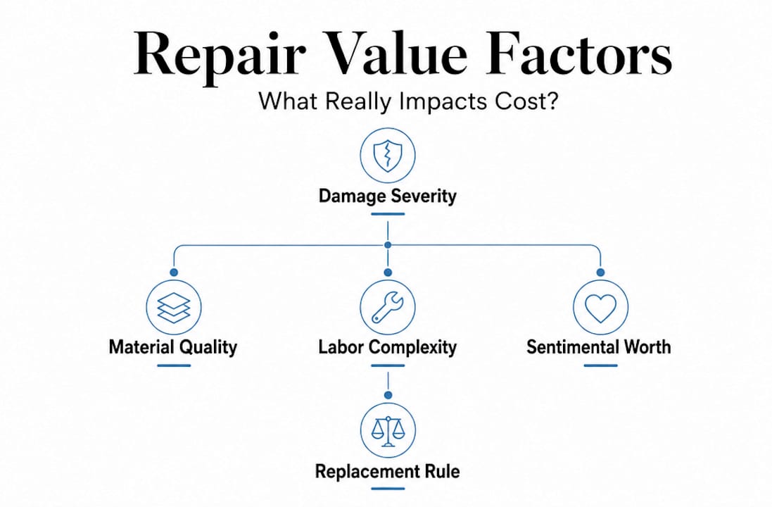 What Determines Furniture Repair Value: a Homeowner's Guide Infographic ranking furniture repair value factors