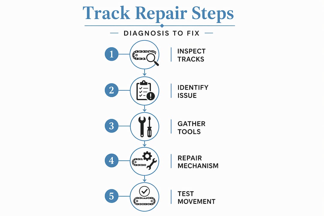 Infographic showing recliner track repair steps