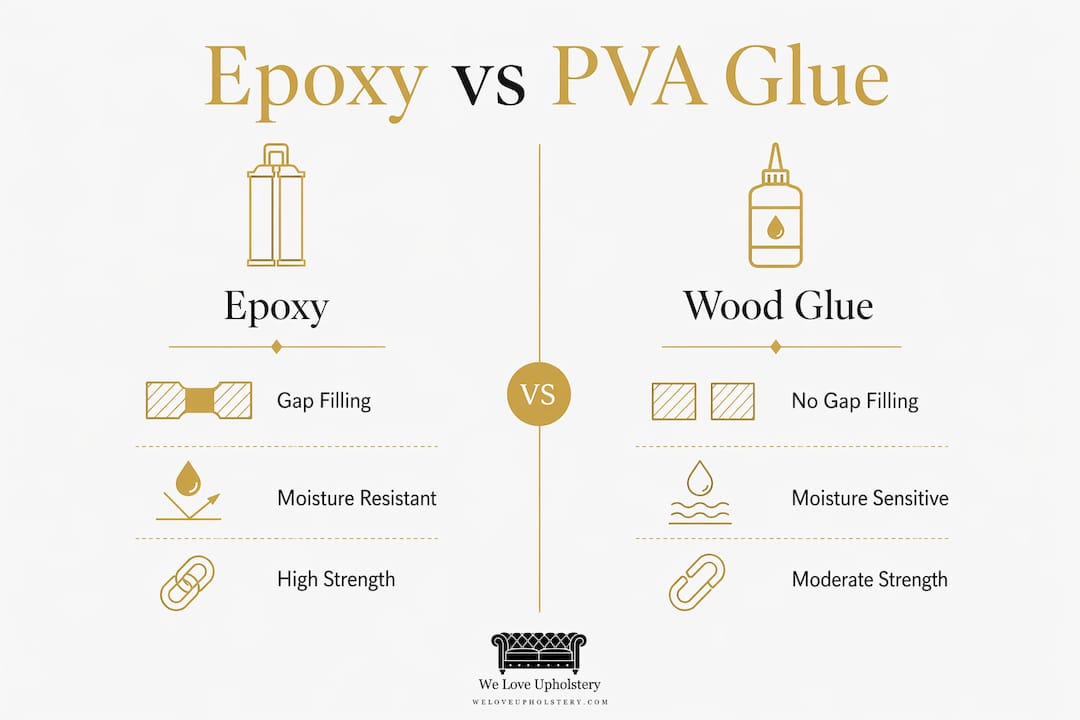 Infographic comparing epoxy and wood glue