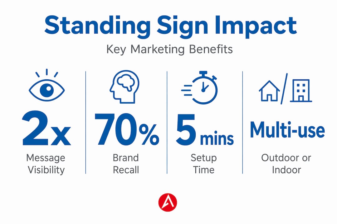 Infographic highlighting standing sign marketing benefits