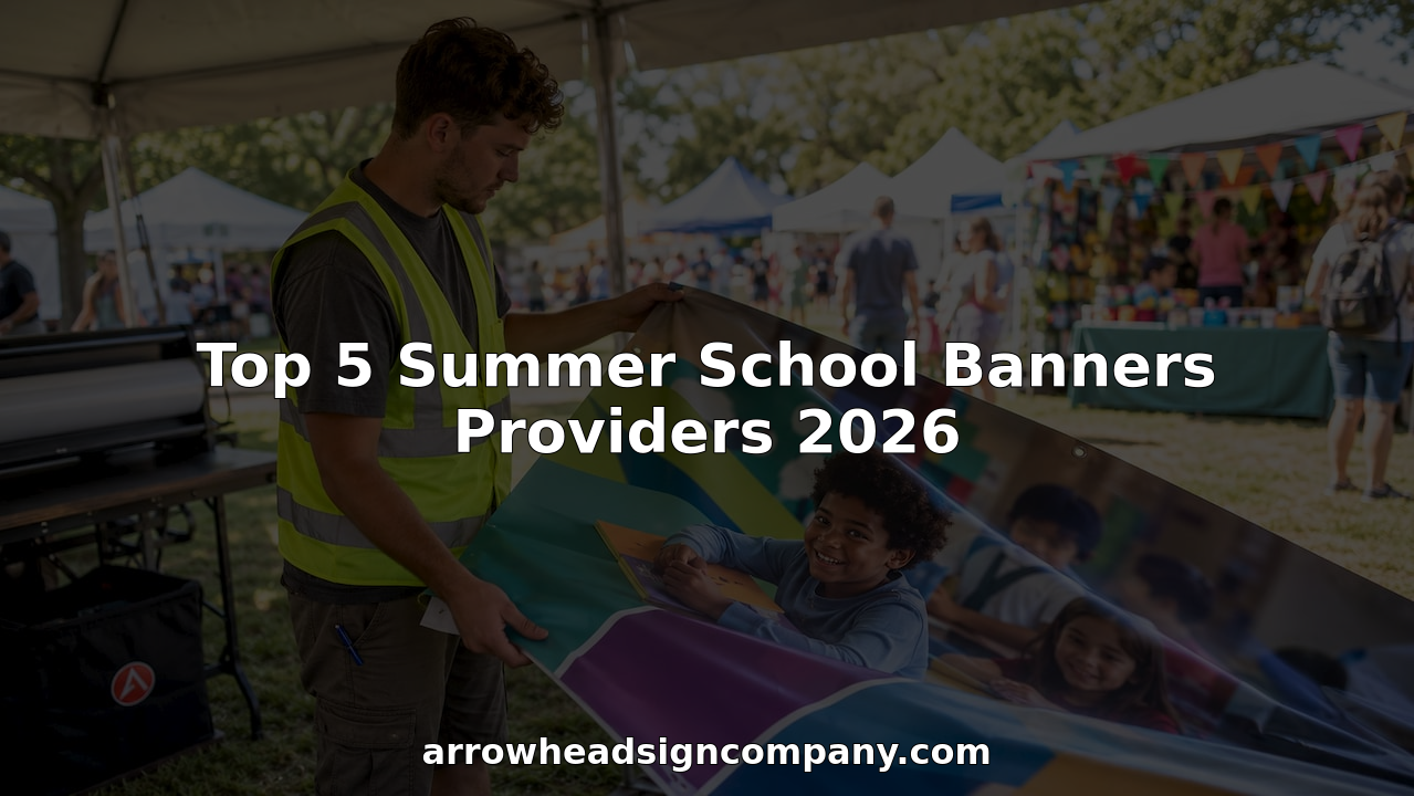 Technician inspecting a printed summer school banner