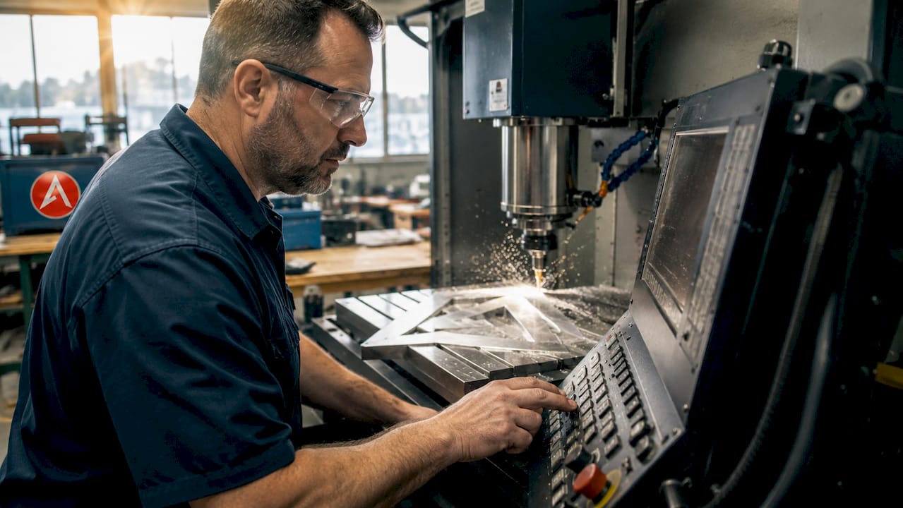 Fabricator using CNC milling machine for signs