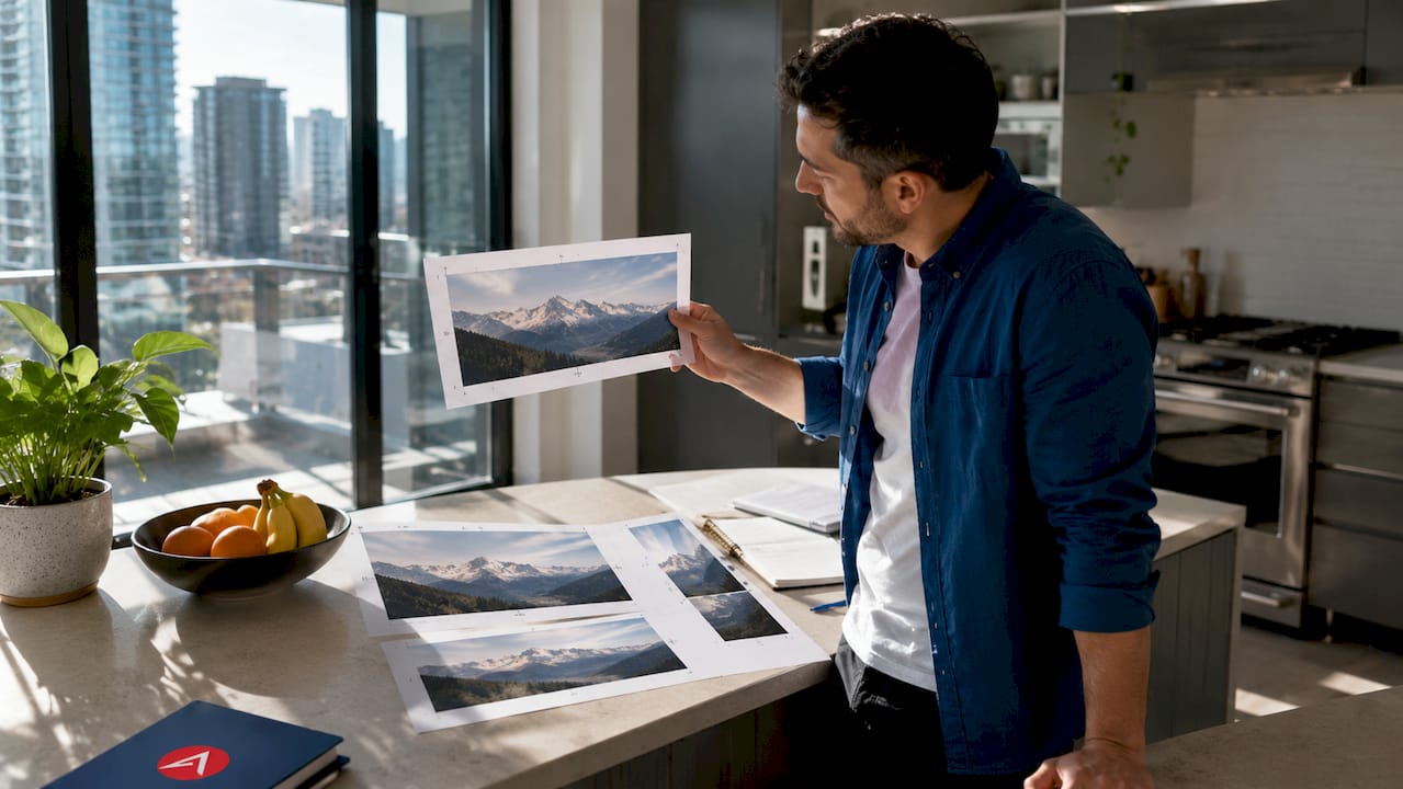 Marketing professional reviewing standard banner sizes
