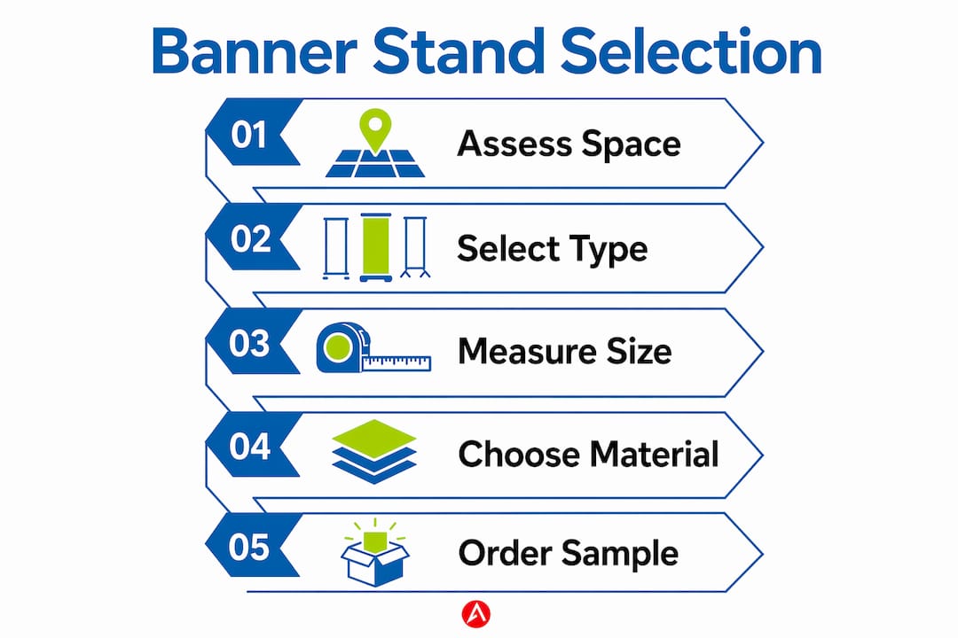 Infographic showing step-by-step banner stand selection process