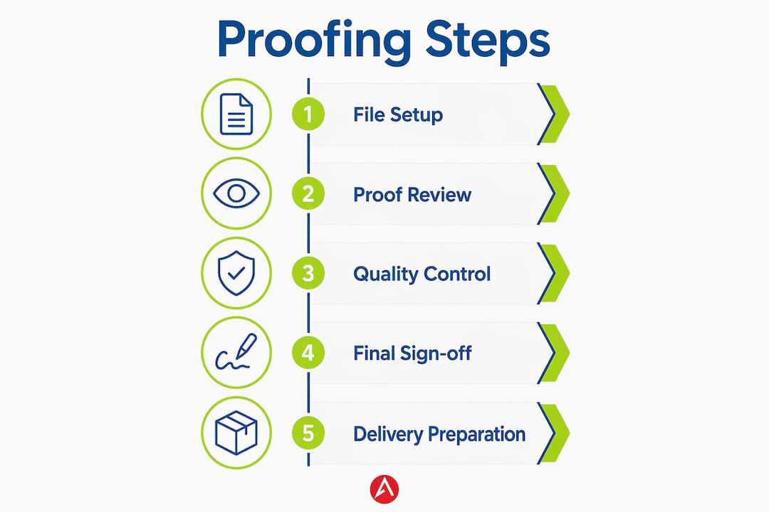 Infographic showing step-by-step signage proofing process