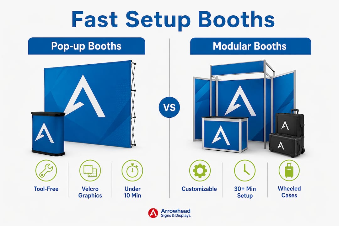 Infographic comparing pop-up and modular booths