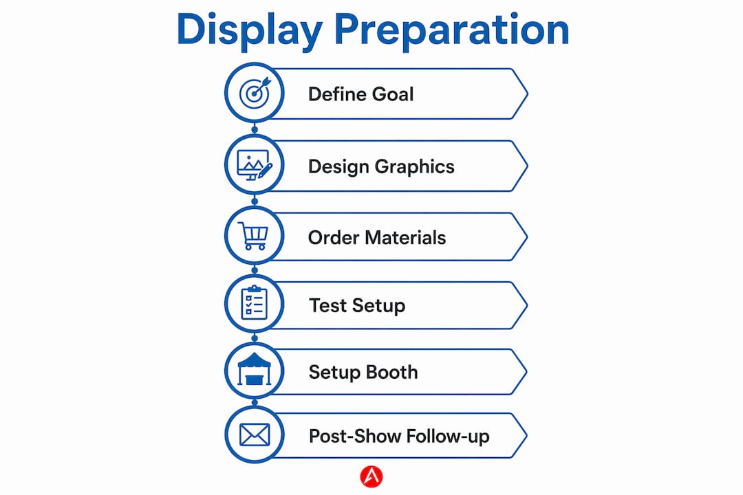 Infographic outlining exhibitor display preparation steps