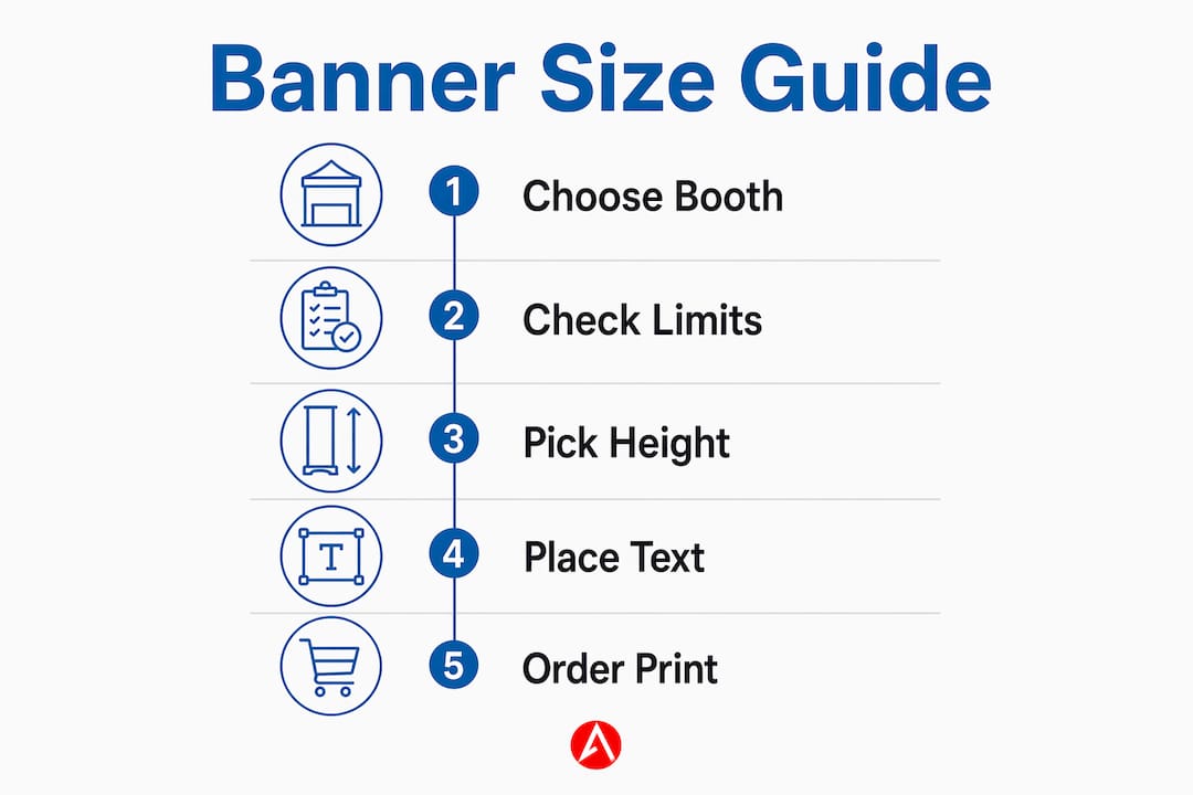 Infographic showing step-by-step banner sizing guide