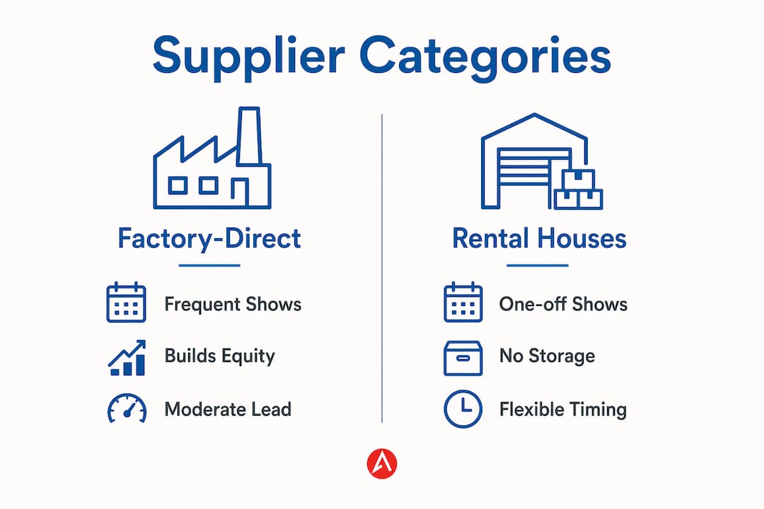 Infographic comparing two main trade show supplier categories