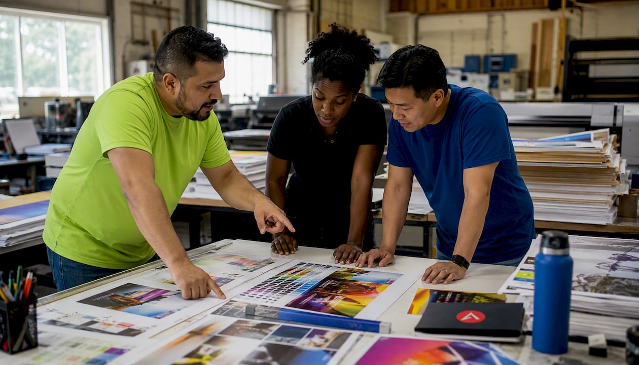 Print specialist examining regional print proof