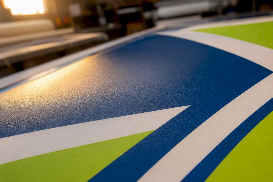 Close-up of sharp printed signage texture